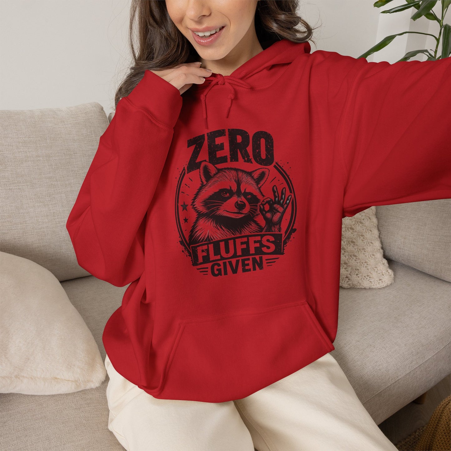 Zero Fluffs Given Raccoon Graphic Pullover