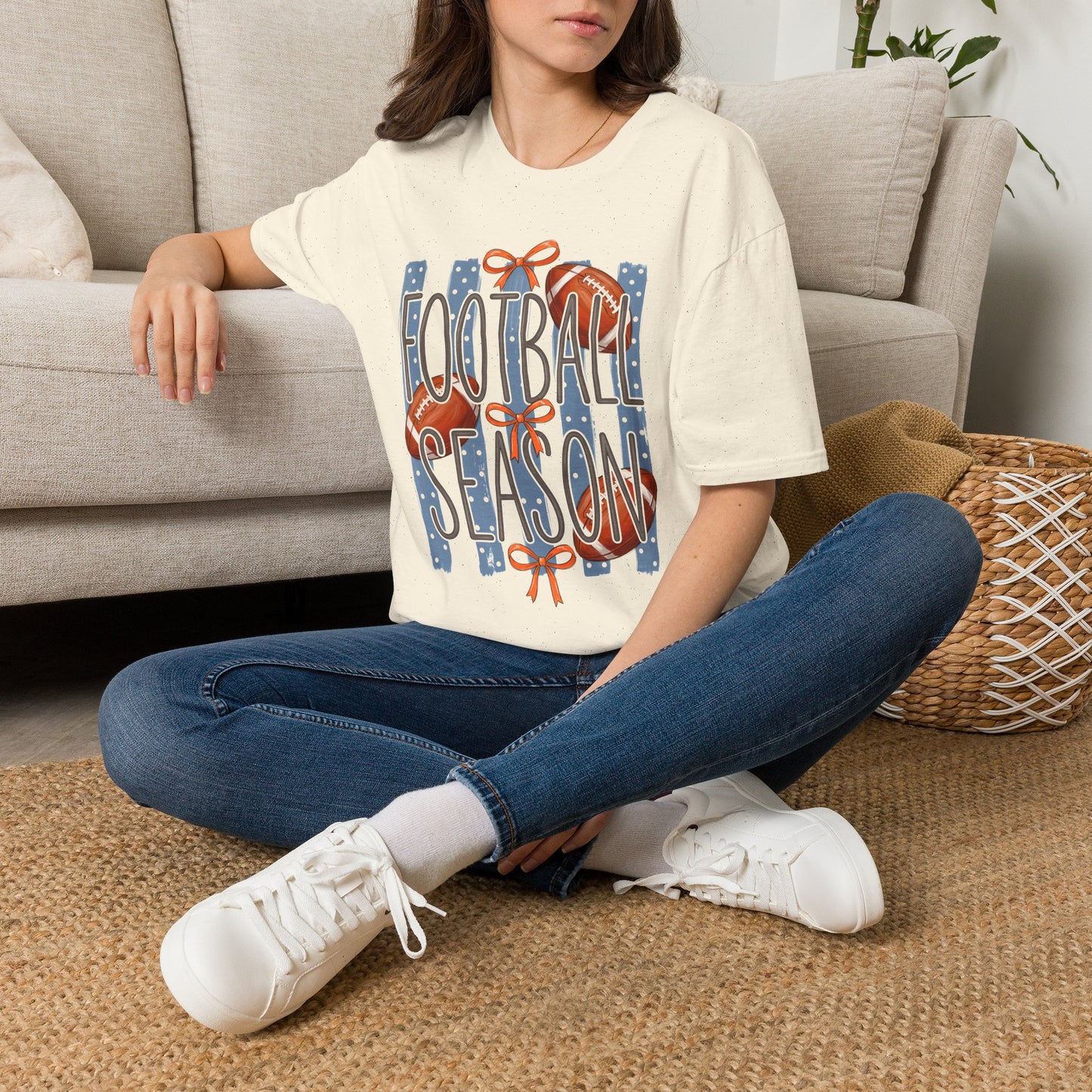 Football Season Tee — Patriotic Football Shirt with 'Football' Ribbon Design