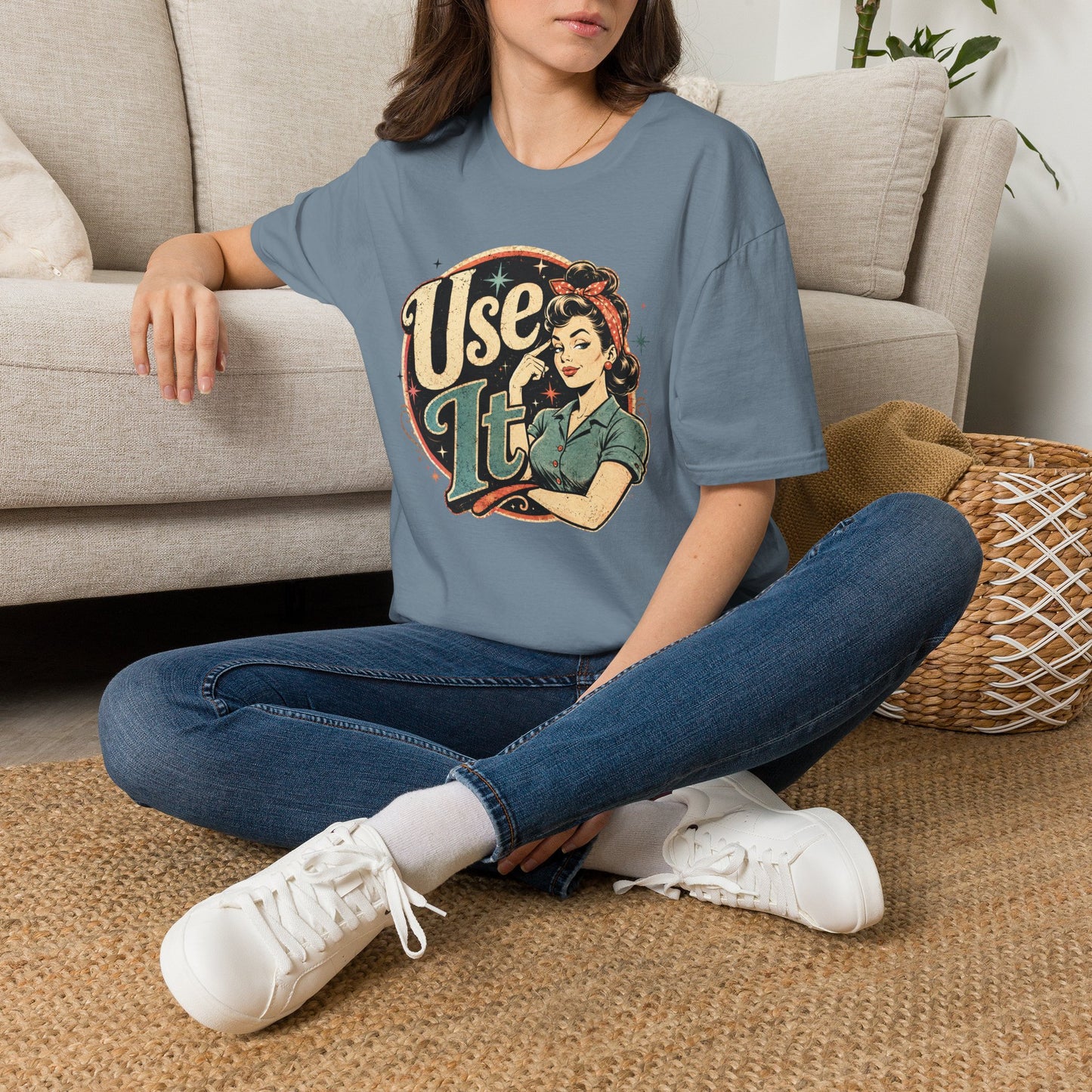 Vintage Rosie 'Use It' Graphic Tee — Retro Empowerment T-Shirt