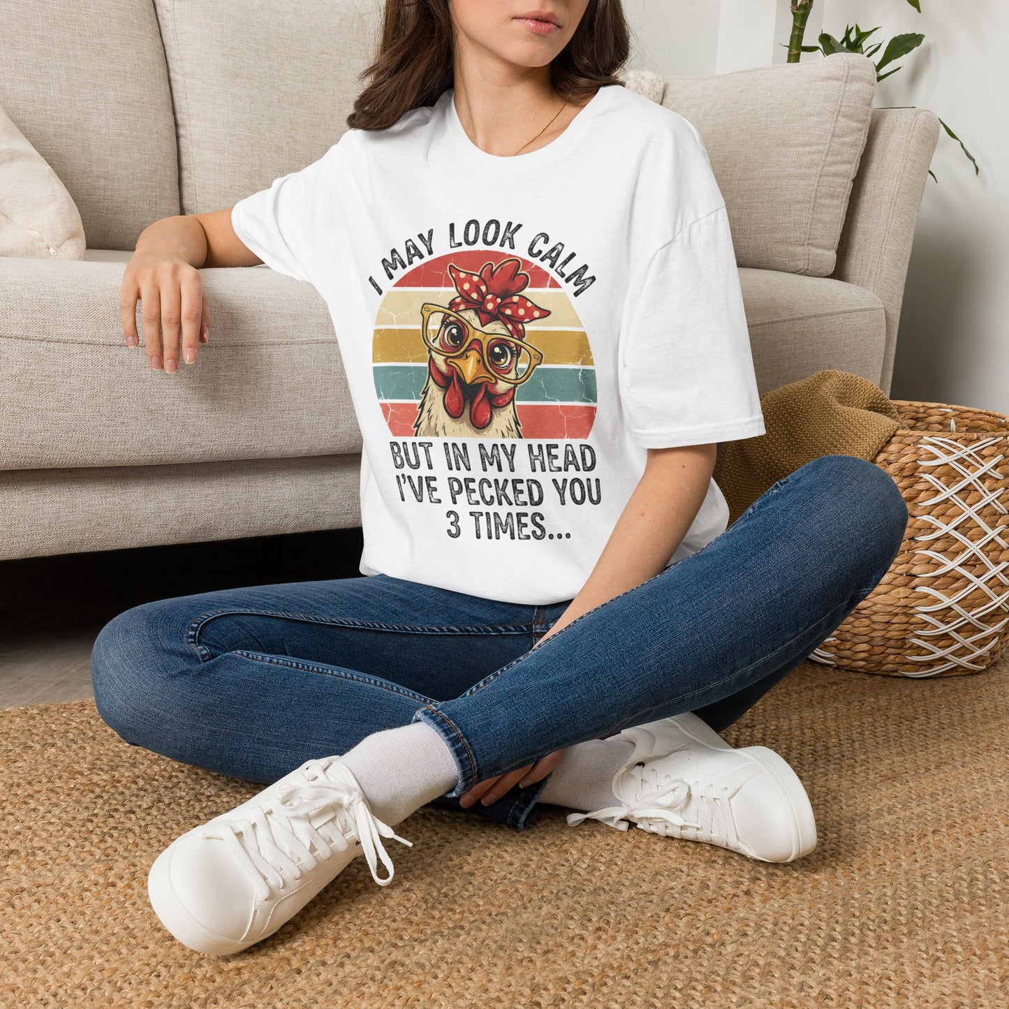 Funny Chicken with Glasses Graphic T-Shirt