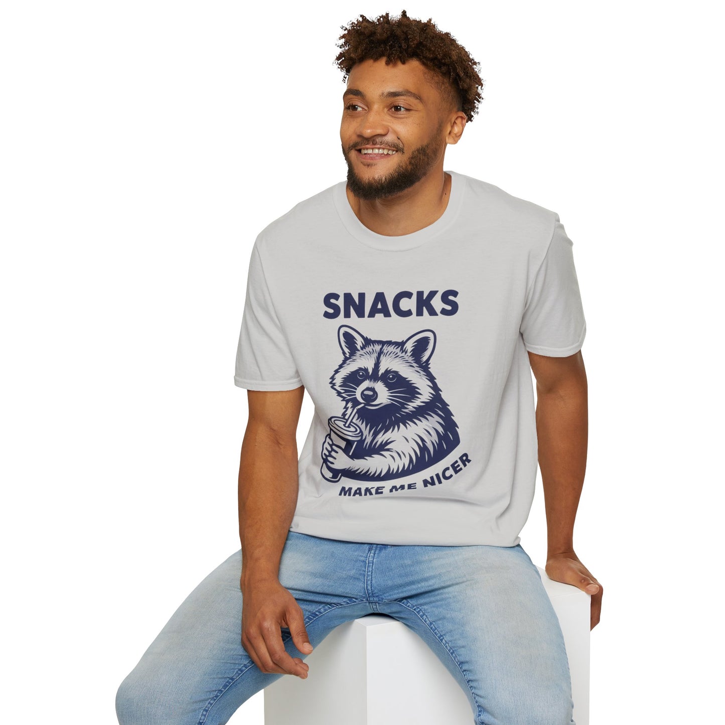 Snacks Raccoon T-Shirt — Cute Vintage Raccoon Eating Snacks Graphic Tee