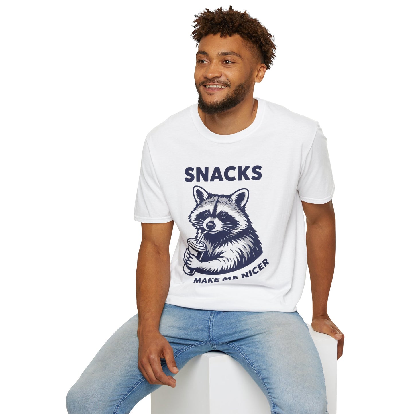 Snacks Raccoon T-Shirt — Cute Vintage Raccoon Eating Snacks Graphic Tee