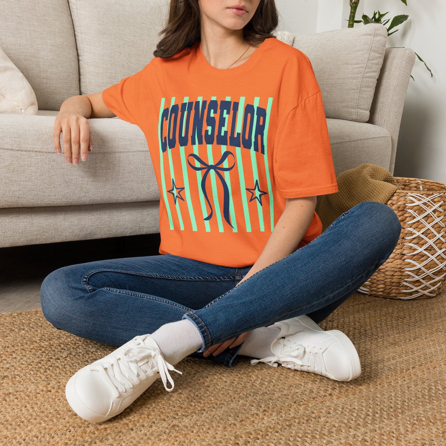 Counselor Tee — Mint Stripe School Camp Staff Shirt