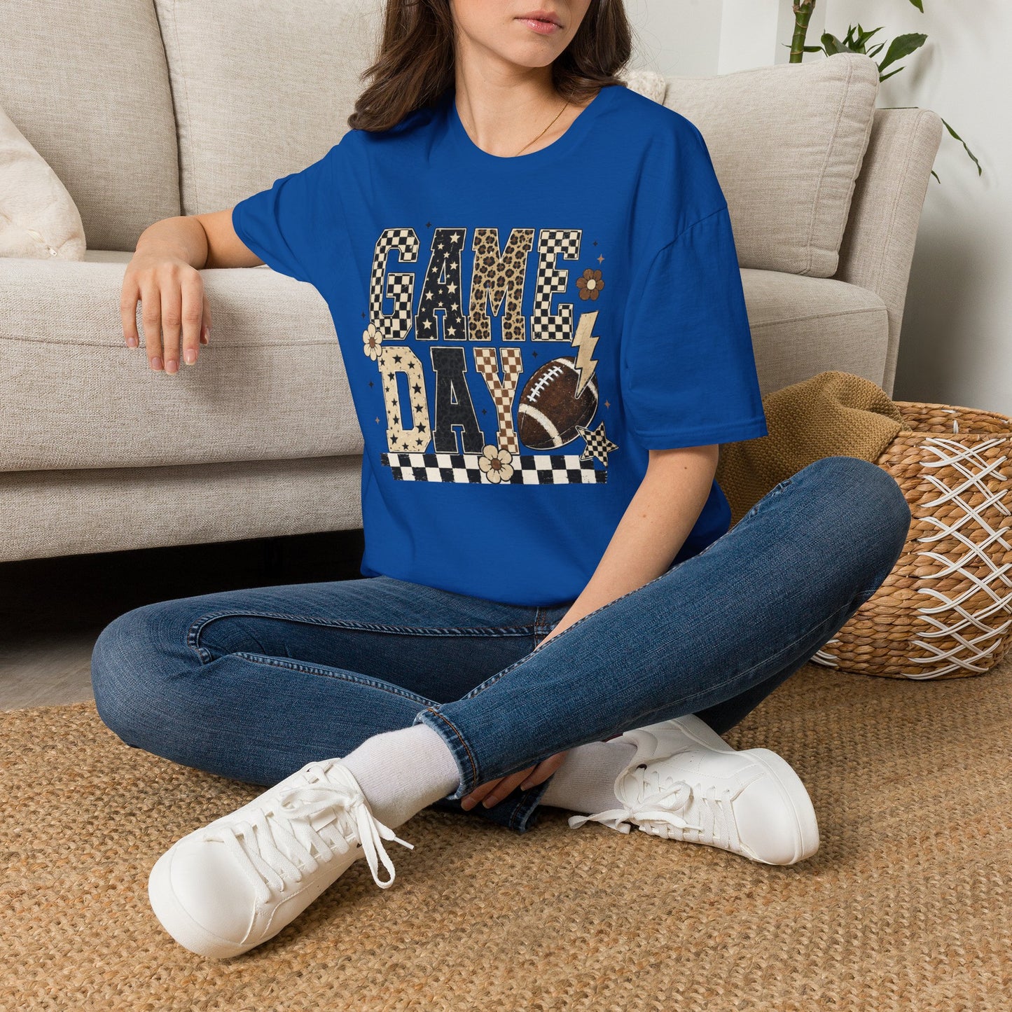 Game Day T-Shirt — Retro Checkerboard Football Design