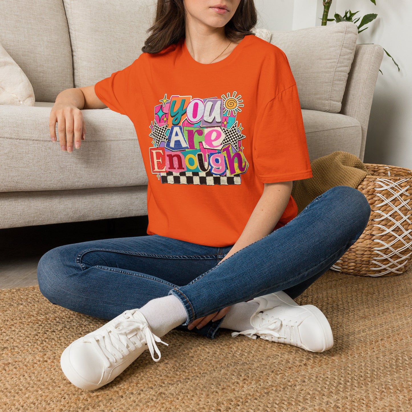 You Are Enough T-Shirt — Retro Colorful Positive Affirmation Tee