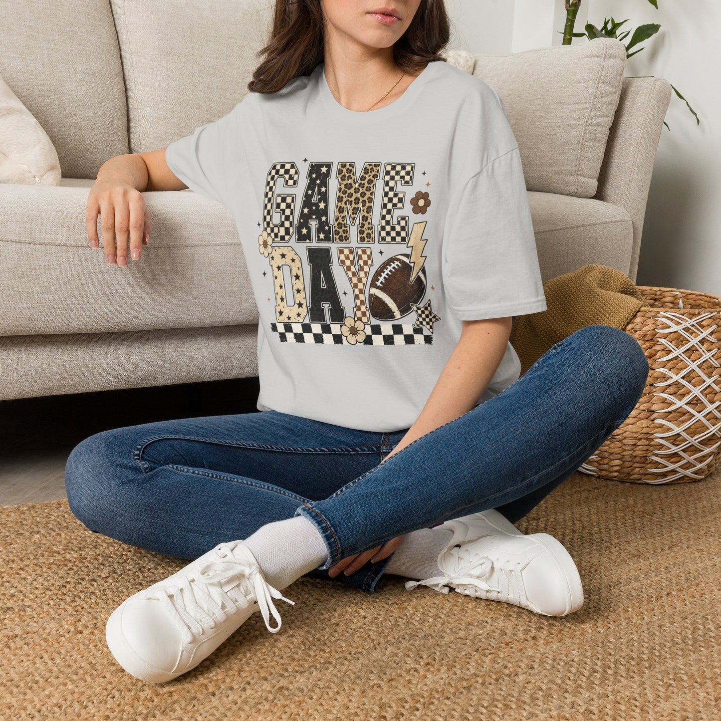 Game Day T-Shirt — Retro Checkerboard Football Design