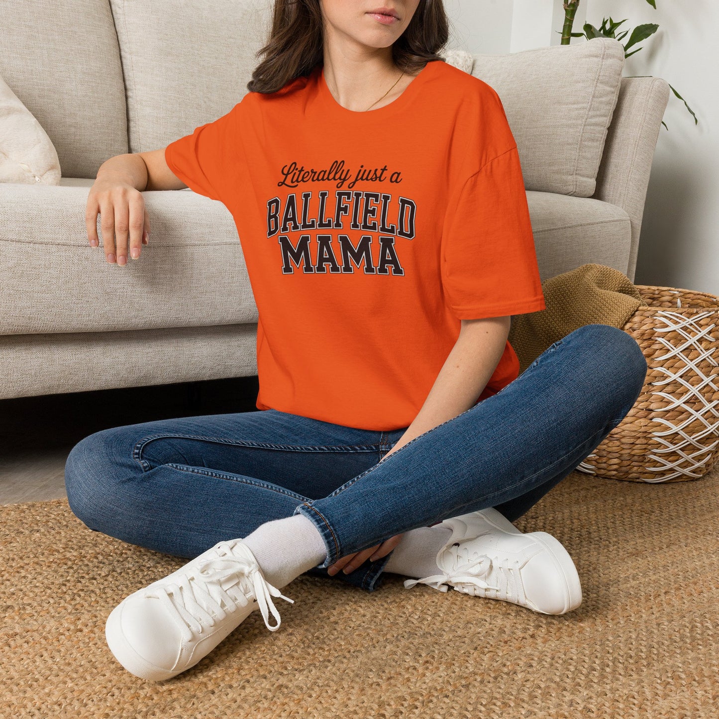 Literally Just a Ballfield Mama T-Shirt — Soft Baseball Mom Tee for Game Days