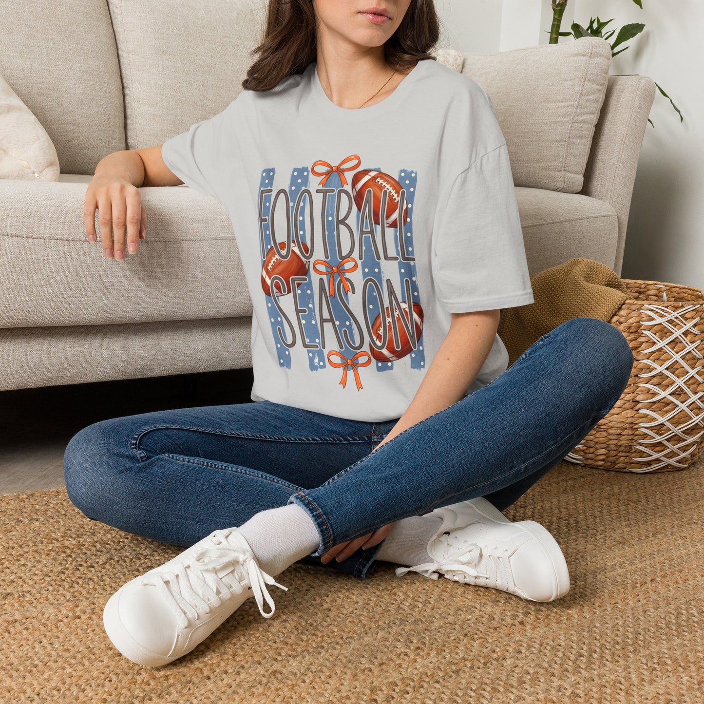 Football Season Tee — Patriotic Football Shirt with 'Football' Ribbon Design