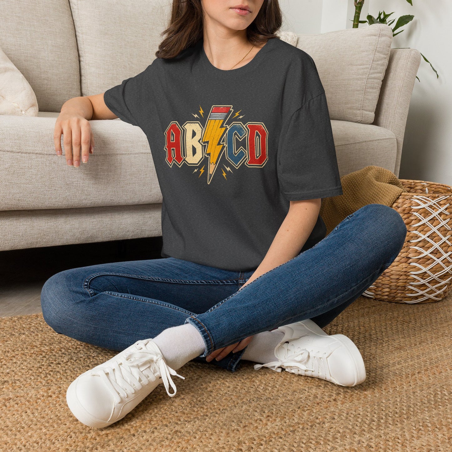 AB/CD Lightning Band Tee — Retro Rock Graphic T-Shirt