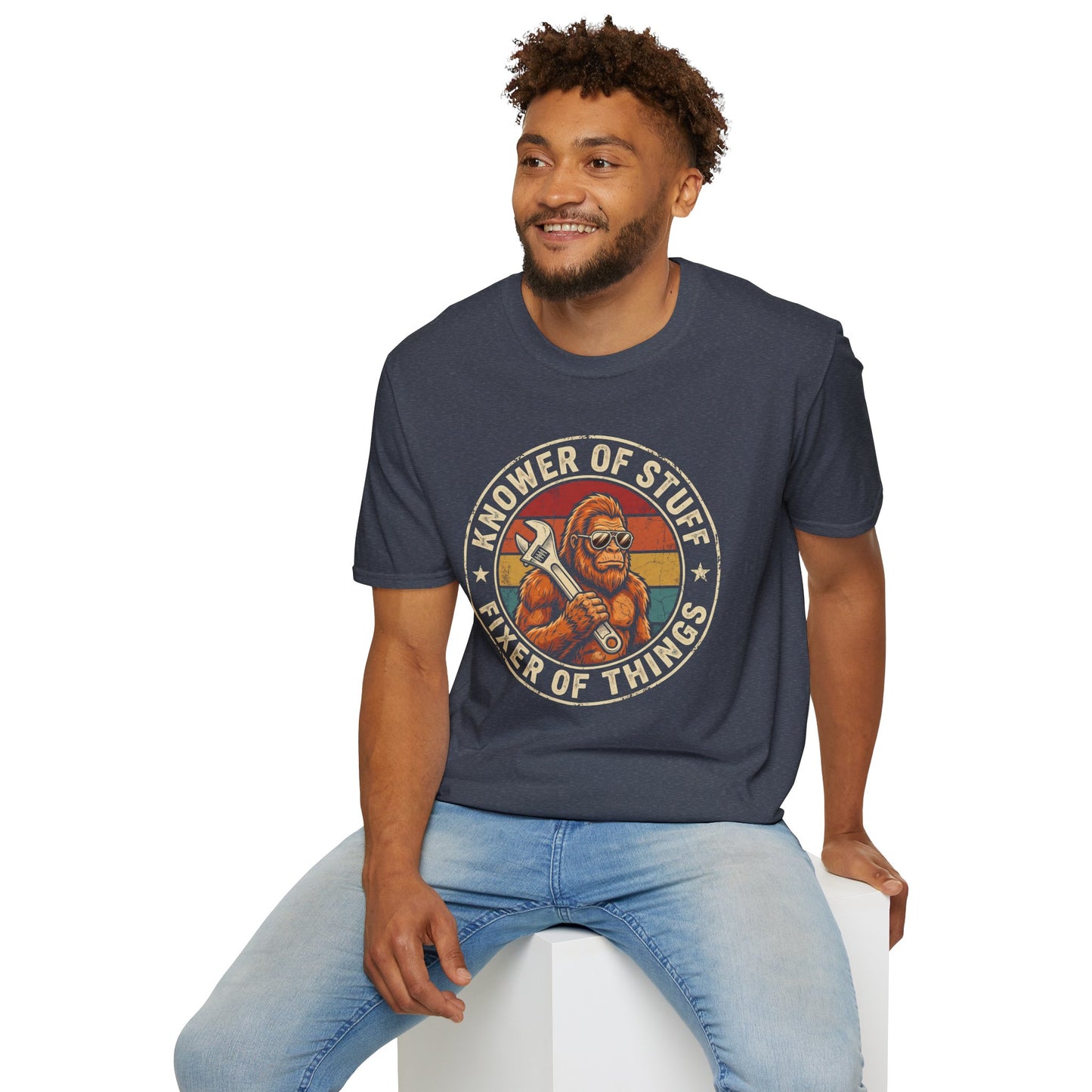 Knower of Stuff Fixer of Things T-Shirt — Vintage Sasquatch Mechanic Graphic Tee