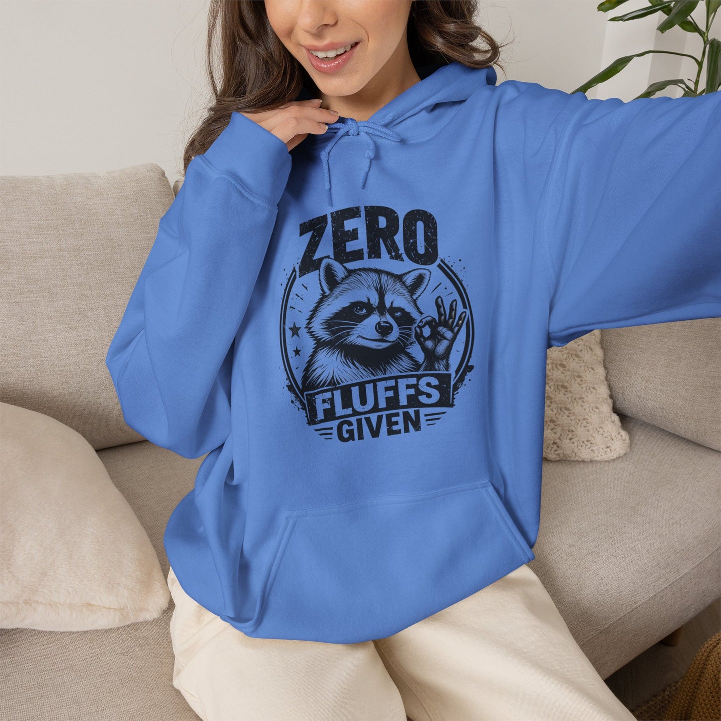 Zero Fluffs Given Raccoon Graphic Pullover