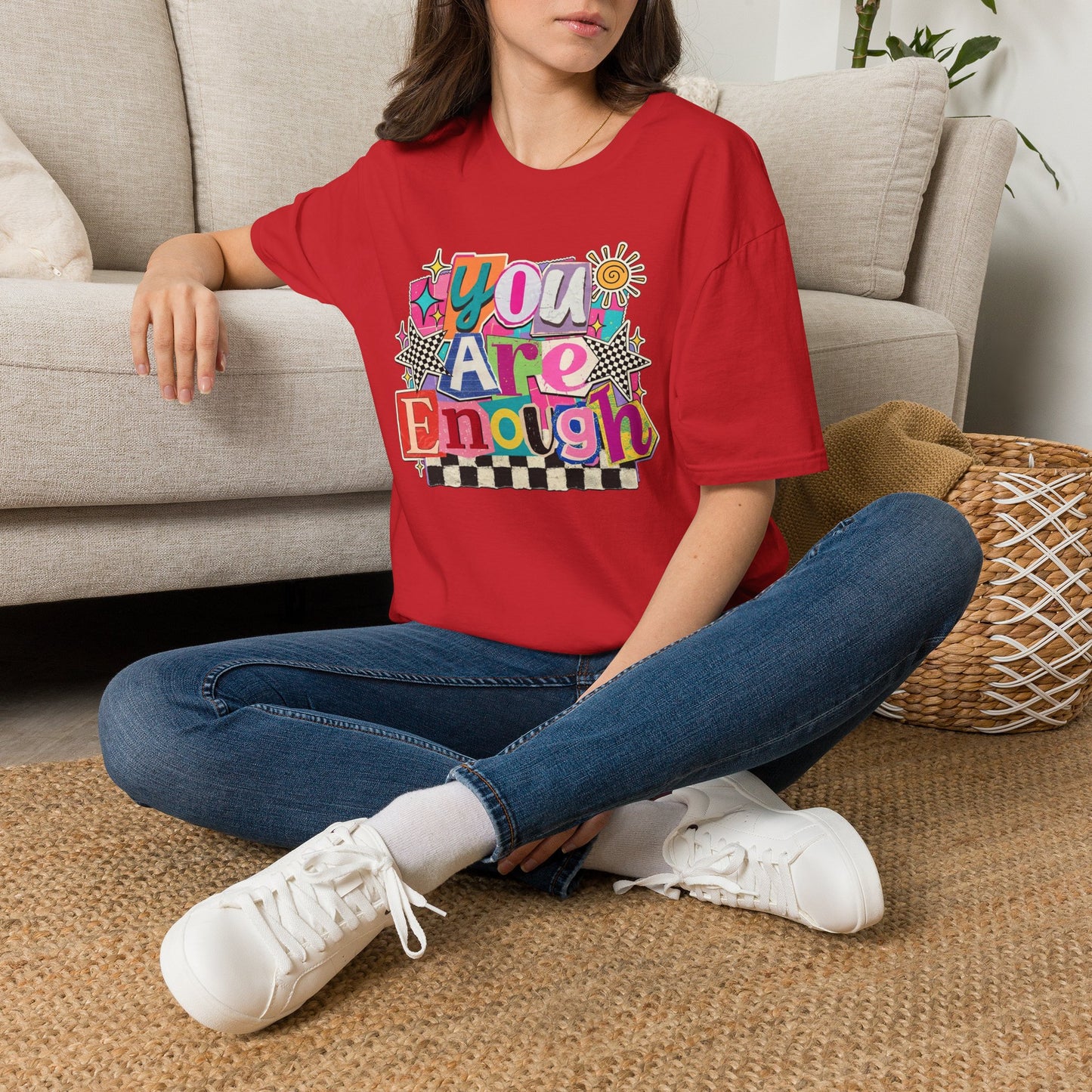 You Are Enough T-Shirt — Retro Colorful Positive Affirmation Tee