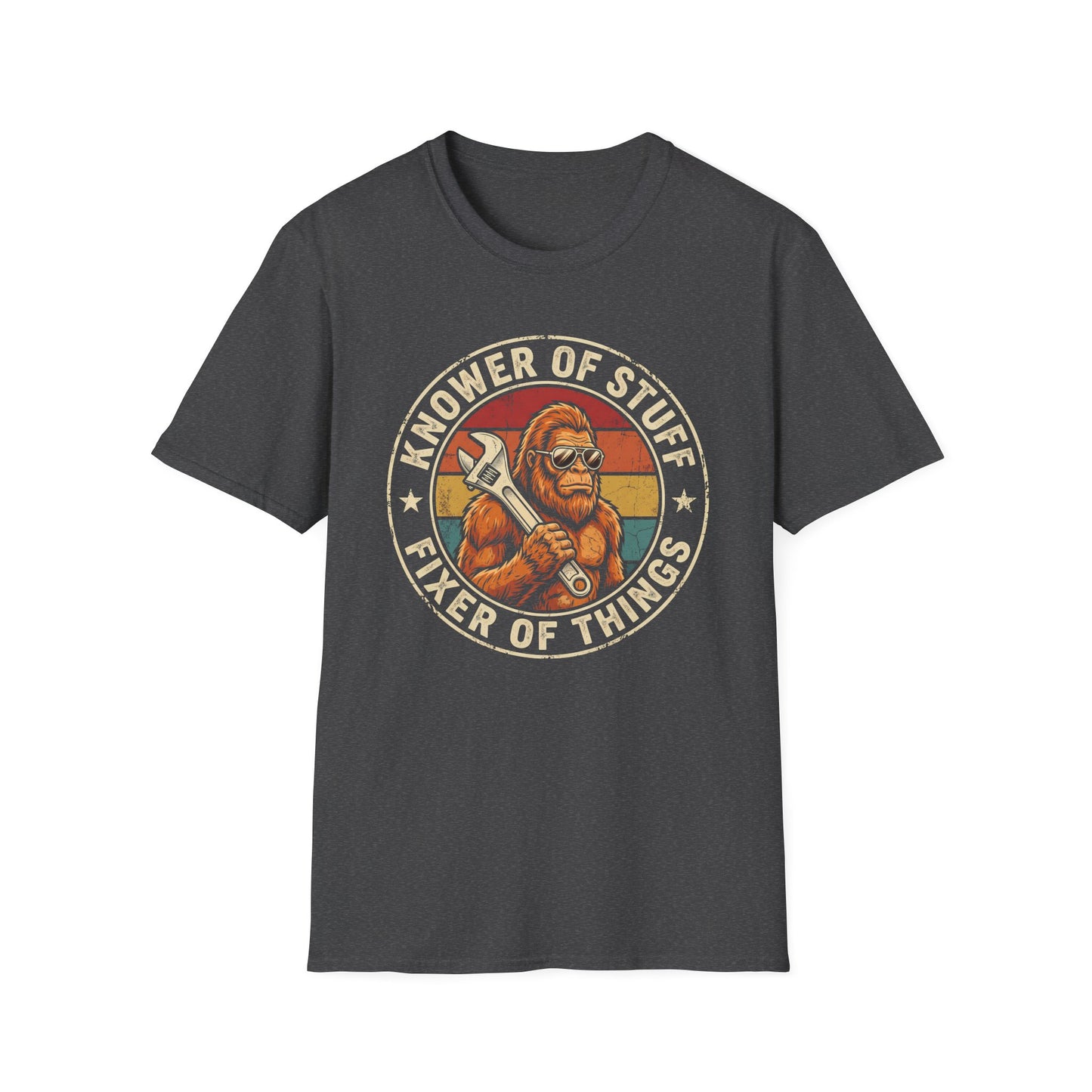 Knower of Stuff Fixer of Things T-Shirt — Vintage Sasquatch Mechanic Graphic Tee