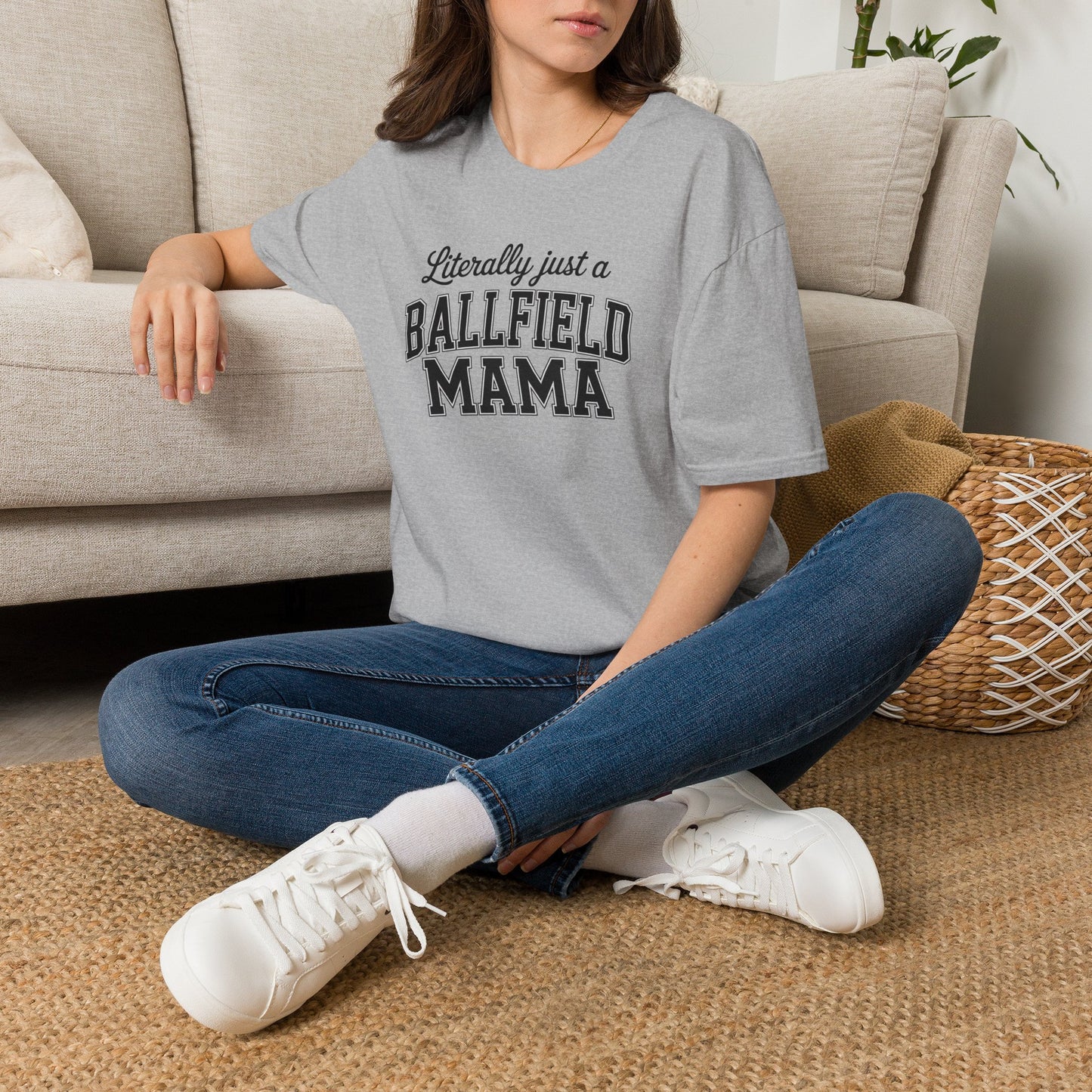 Literally Just a Ballfield Mama T-Shirt — Soft Baseball Mom Tee for Game Days
