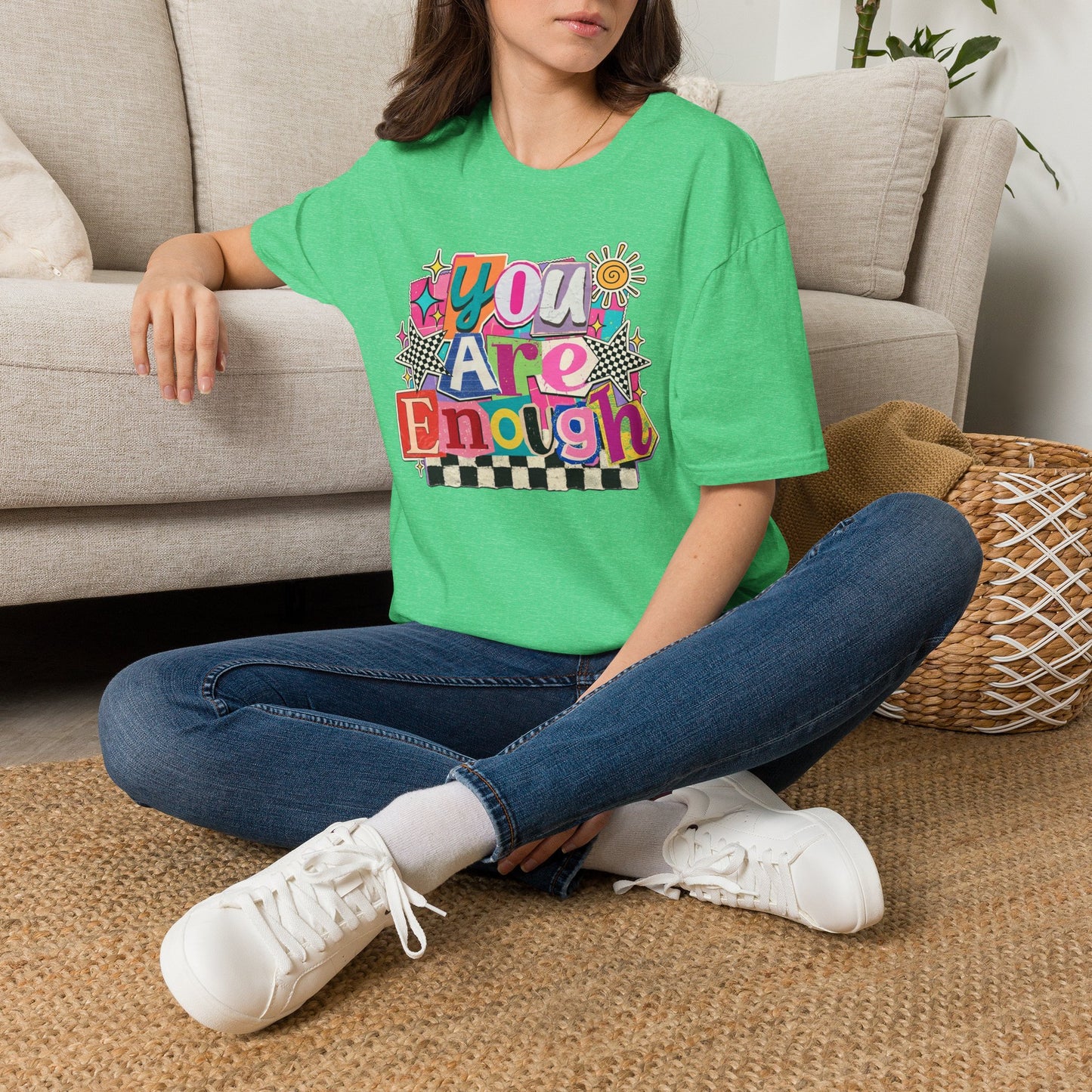 You Are Enough T-Shirt — Retro Colorful Positive Affirmation Tee