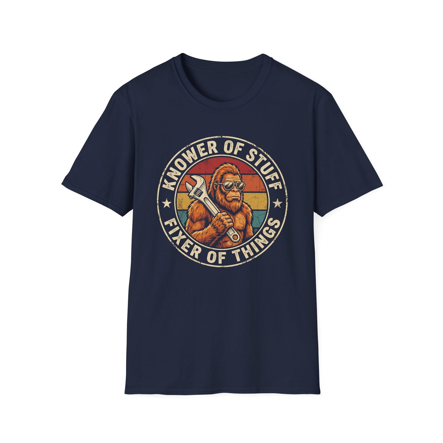 Knower of Stuff Fixer of Things T-Shirt — Vintage Sasquatch Mechanic Graphic Tee