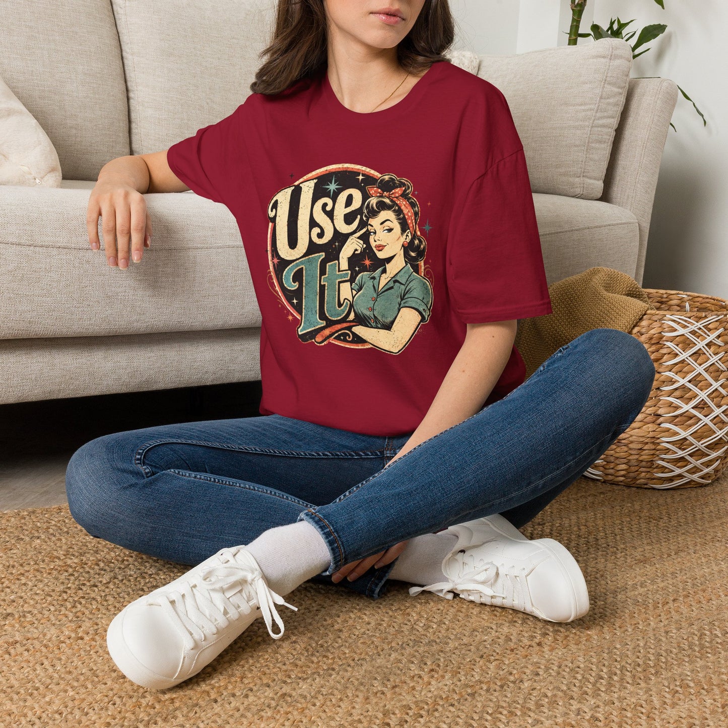 Vintage Rosie 'Use It' Graphic Tee — Retro Empowerment T-Shirt