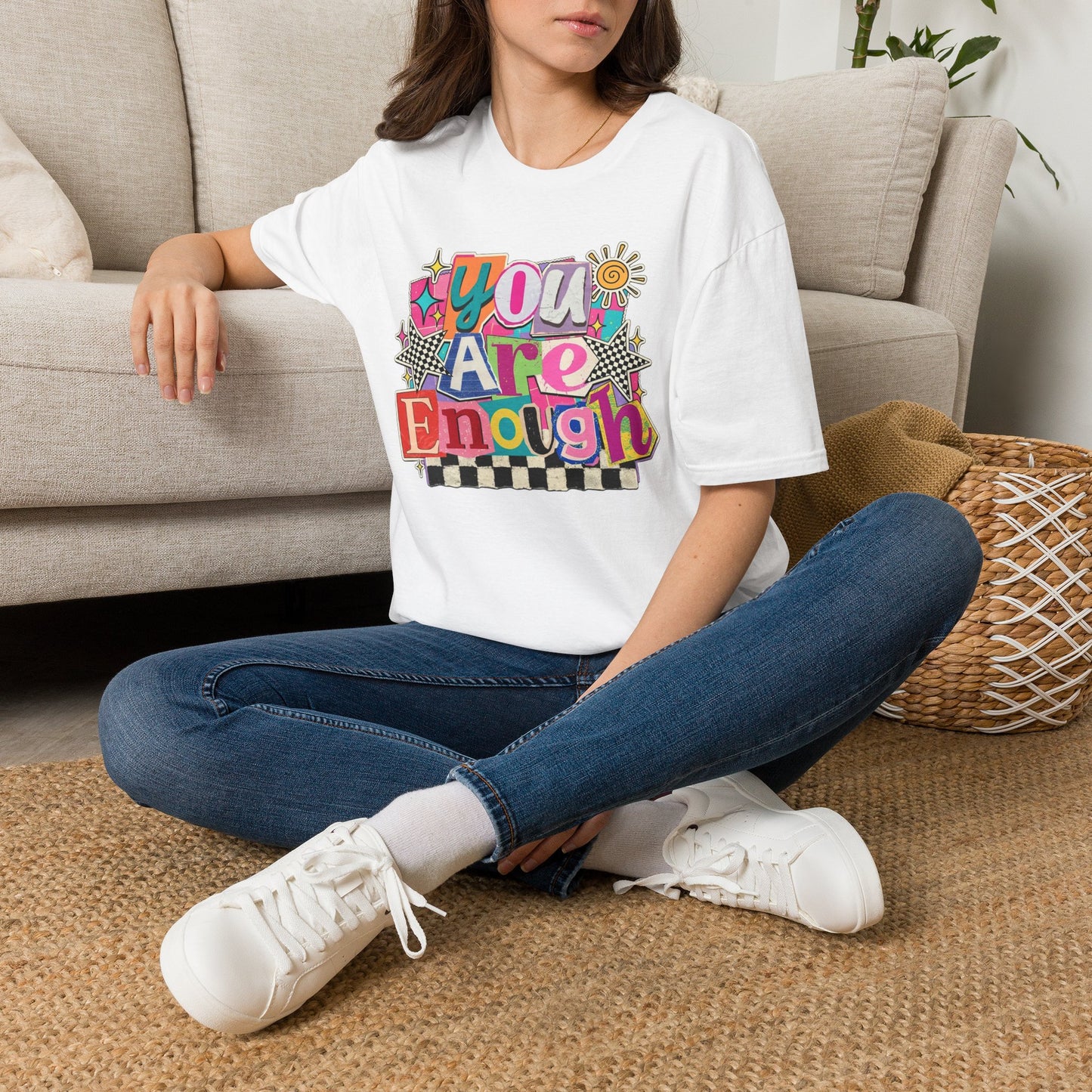 You Are Enough T-Shirt — Retro Colorful Positive Affirmation Tee