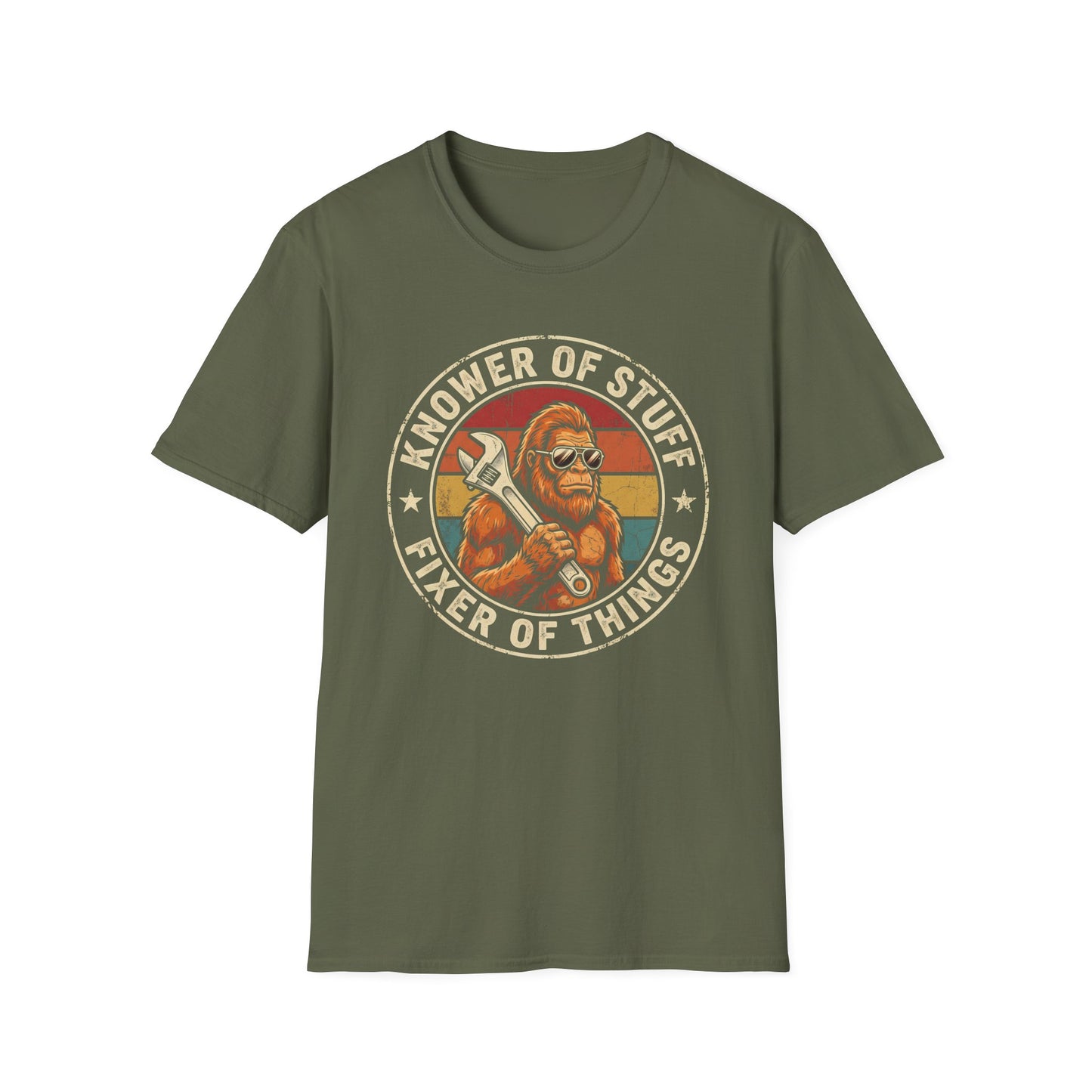 Knower of Stuff Fixer of Things T-Shirt — Vintage Sasquatch Mechanic Graphic Tee