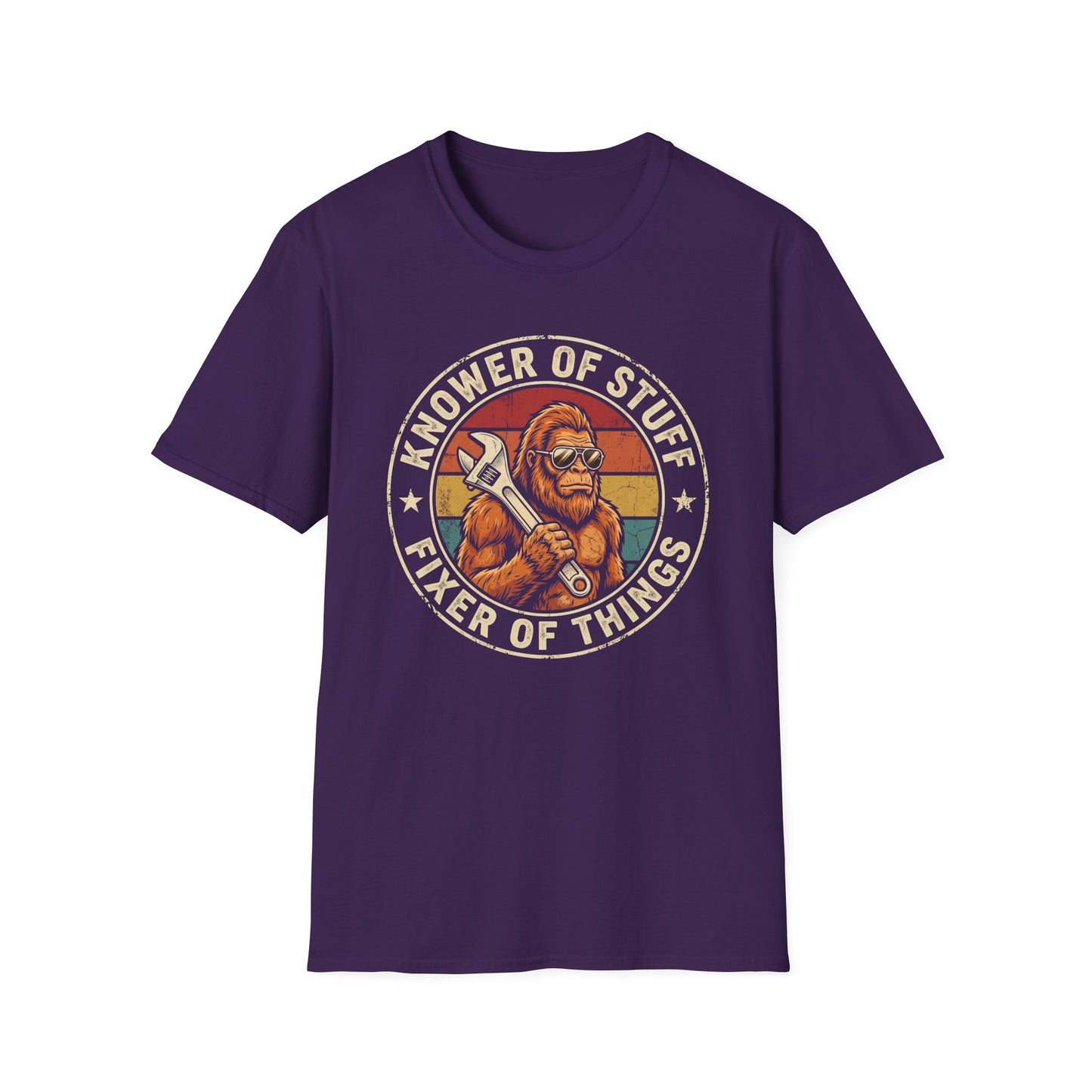 Knower of Stuff Fixer of Things T-Shirt — Vintage Sasquatch Mechanic Graphic Tee