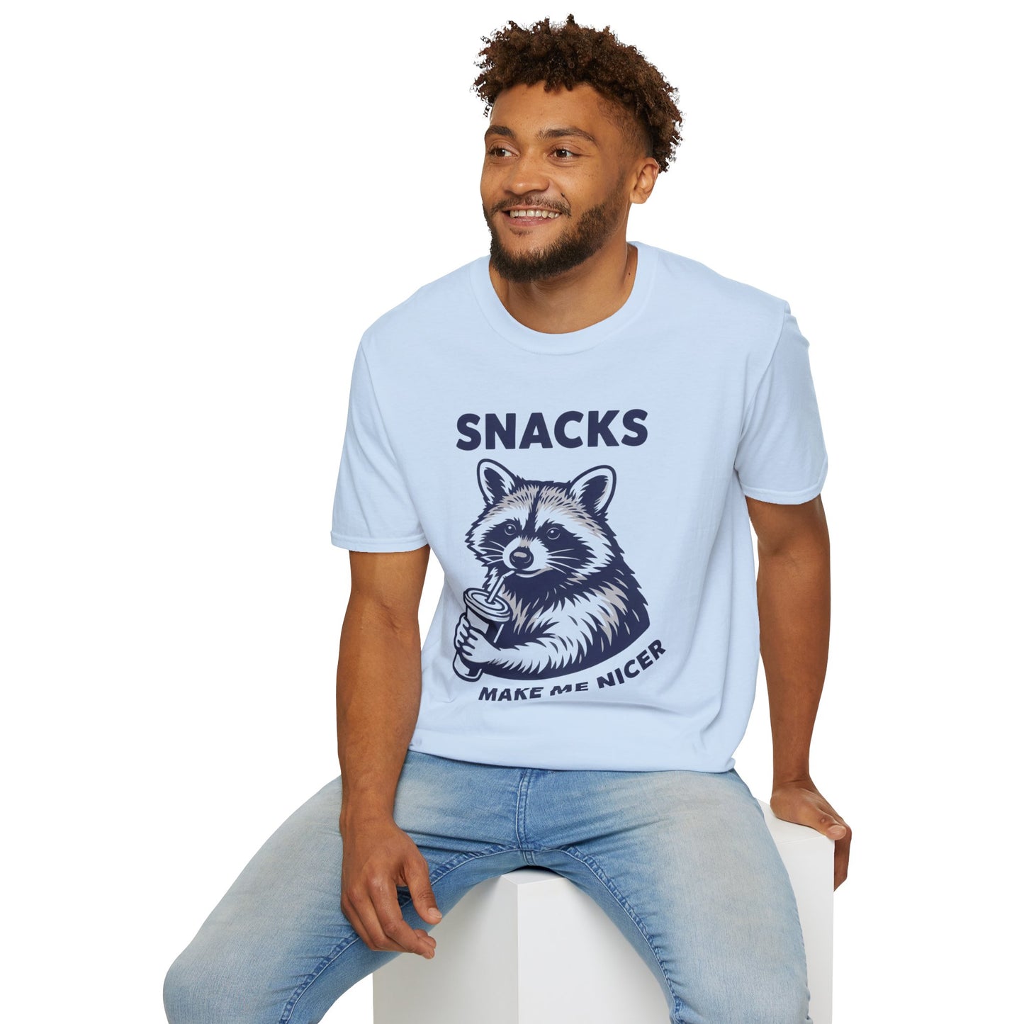 Snacks Raccoon T-Shirt — Cute Vintage Raccoon Eating Snacks Graphic Tee