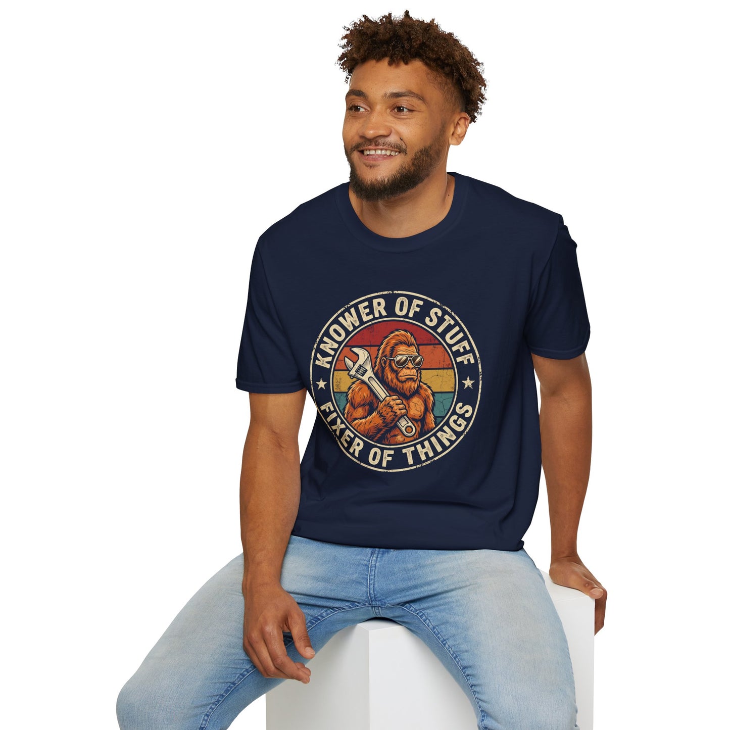 Knower of Stuff Fixer of Things T-Shirt — Vintage Sasquatch Mechanic Graphic Tee