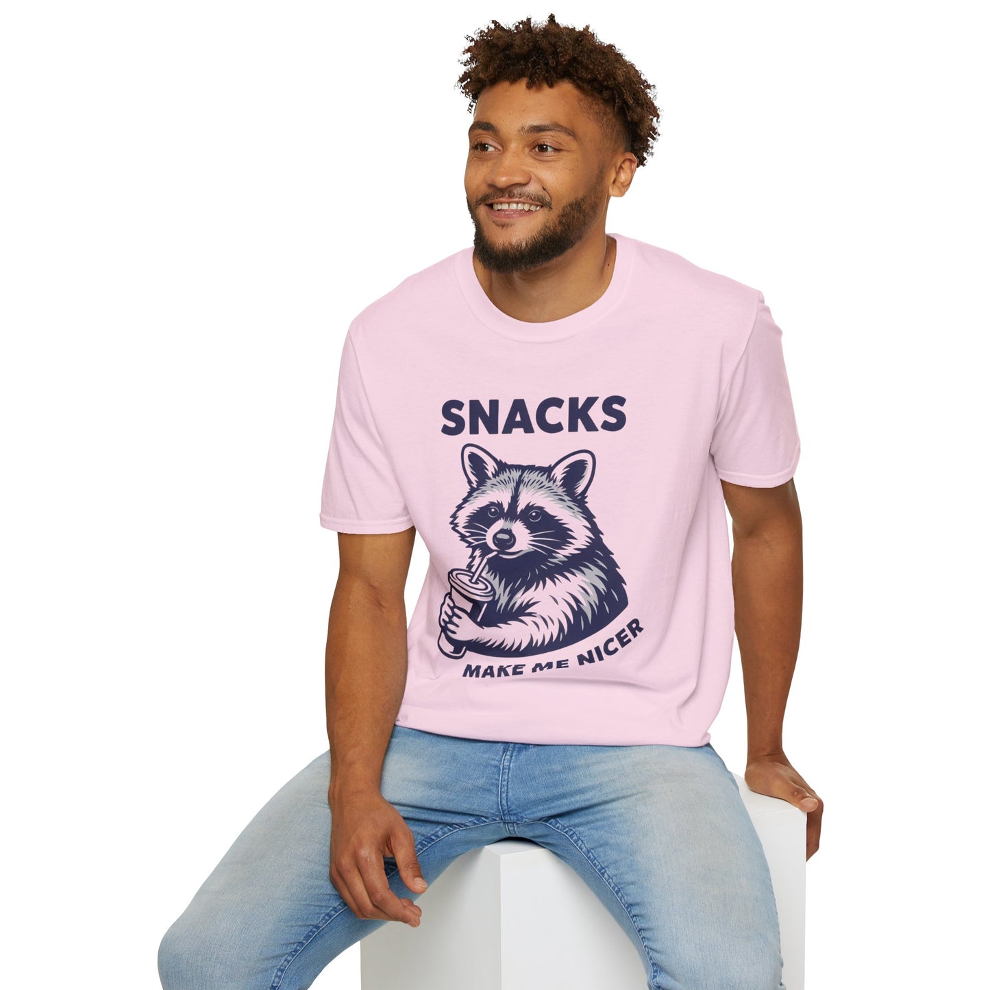 Snacks Raccoon T-Shirt — Cute Vintage Raccoon Eating Snacks Graphic Tee