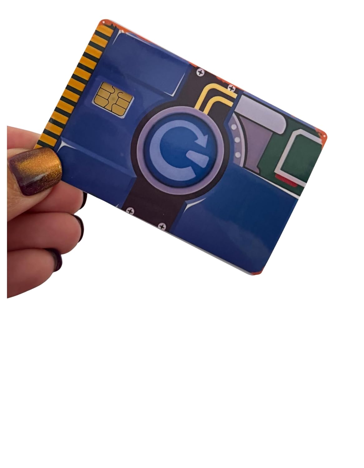 Retro Circuit Power Card Skin – Gamer Tech Design for Chip Cards, Blue Console Style