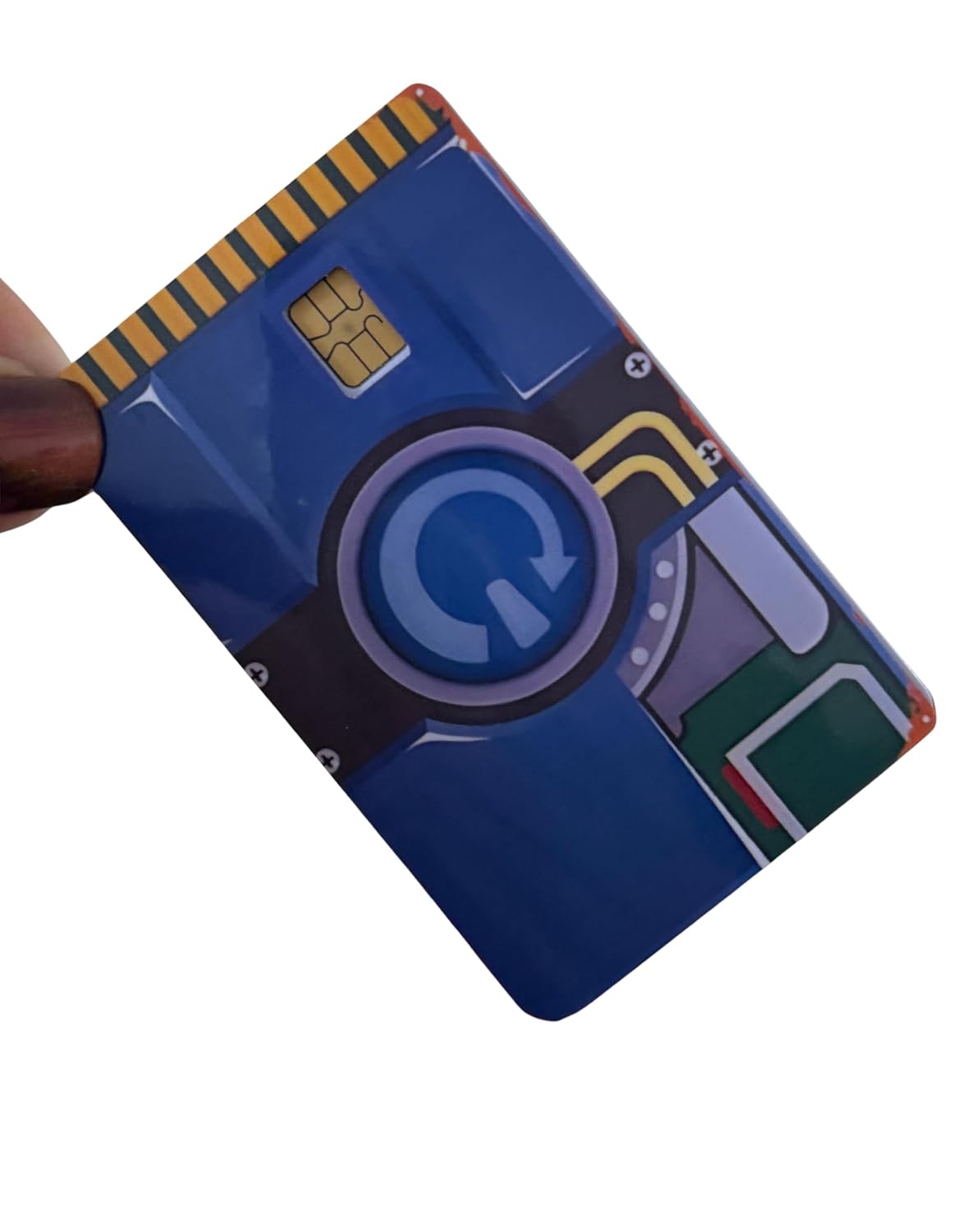 Retro Circuit Power Card Skin – Gamer Tech Design for Chip Cards, Blue Console Style
