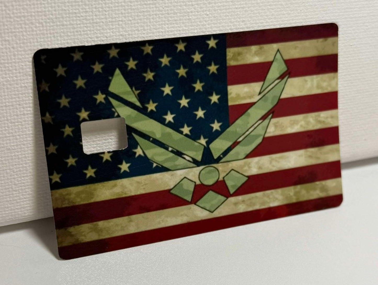 Air Force Credit Card Skin – American Flag Design with USAF Symbol – Patriotic Debit Card Sticker for Chip Cards – Military Gift for Veterans & Airmen