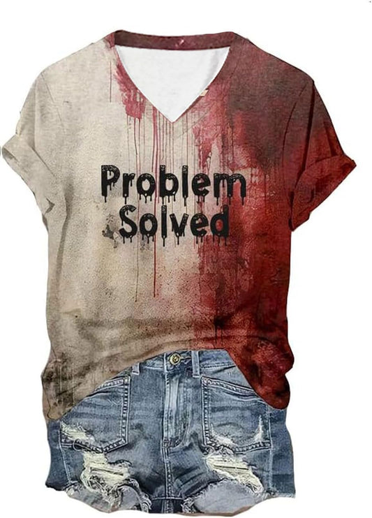 Halloween Bloody Shirts Women Funny Blood Splatter Horror T-Shirt Halloween Blood Stain Horror Movie Graphic Top