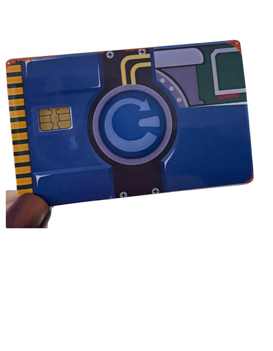 Retro Circuit Power Card Skin – Gamer Tech Design for Chip Cards, Blue Console Style