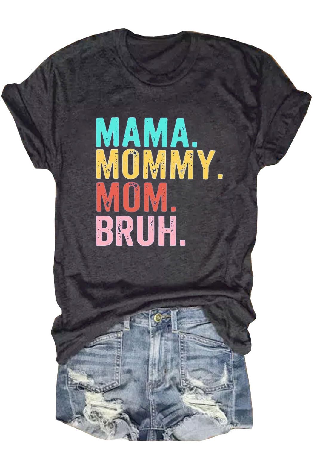Mama Shirts Women Mama Mommy Mom Bruh Shirt Mom Graphic Tshirt Mother's Day Shirt Casual Short Sleeve Tops Tees