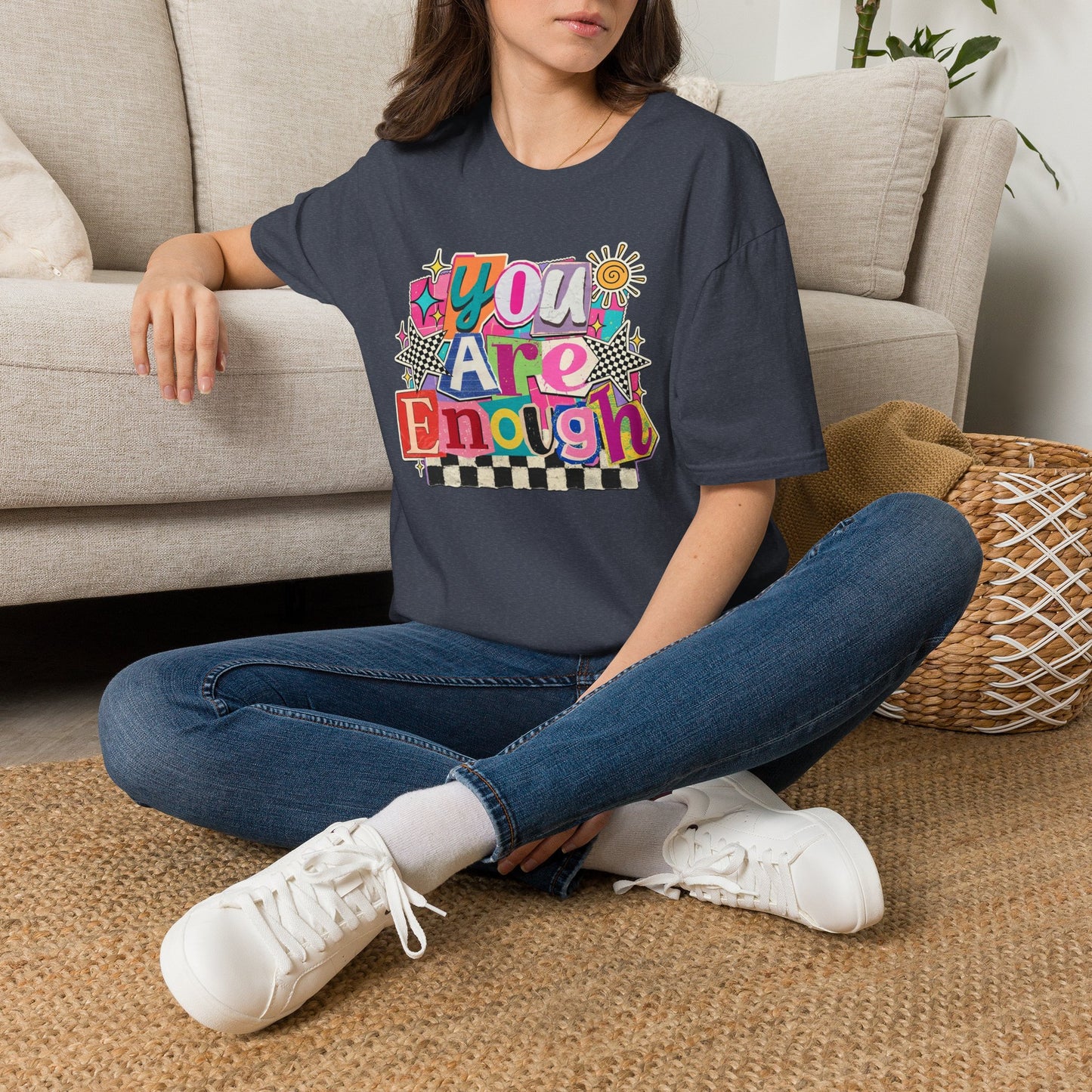 You Are Enough T-Shirt — Retro Colorful Positive Affirmation Tee
