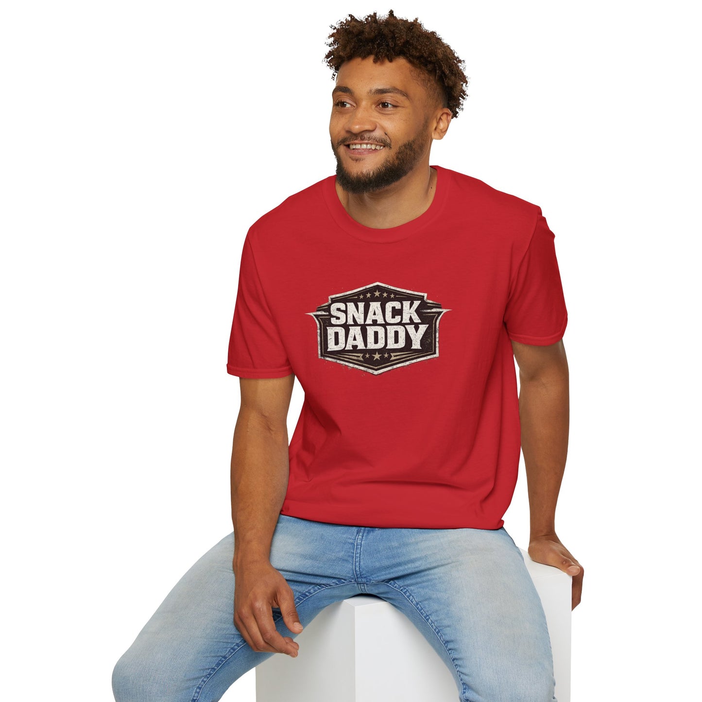 Snack Daddy T-Shirt — Vintage Badge Graphic Tee for Food-Lovers & Fun Dads