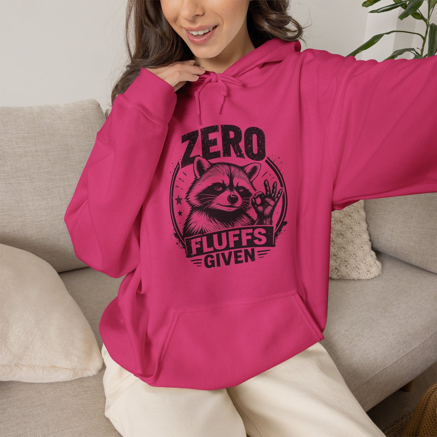 Zero Fluffs Given Raccoon Graphic Pullover