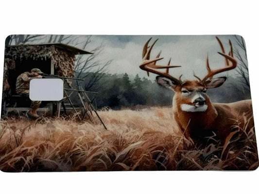 Deer Hunting Credit Card Skin Buck & Hunter Outdoors Anime Artwork Design