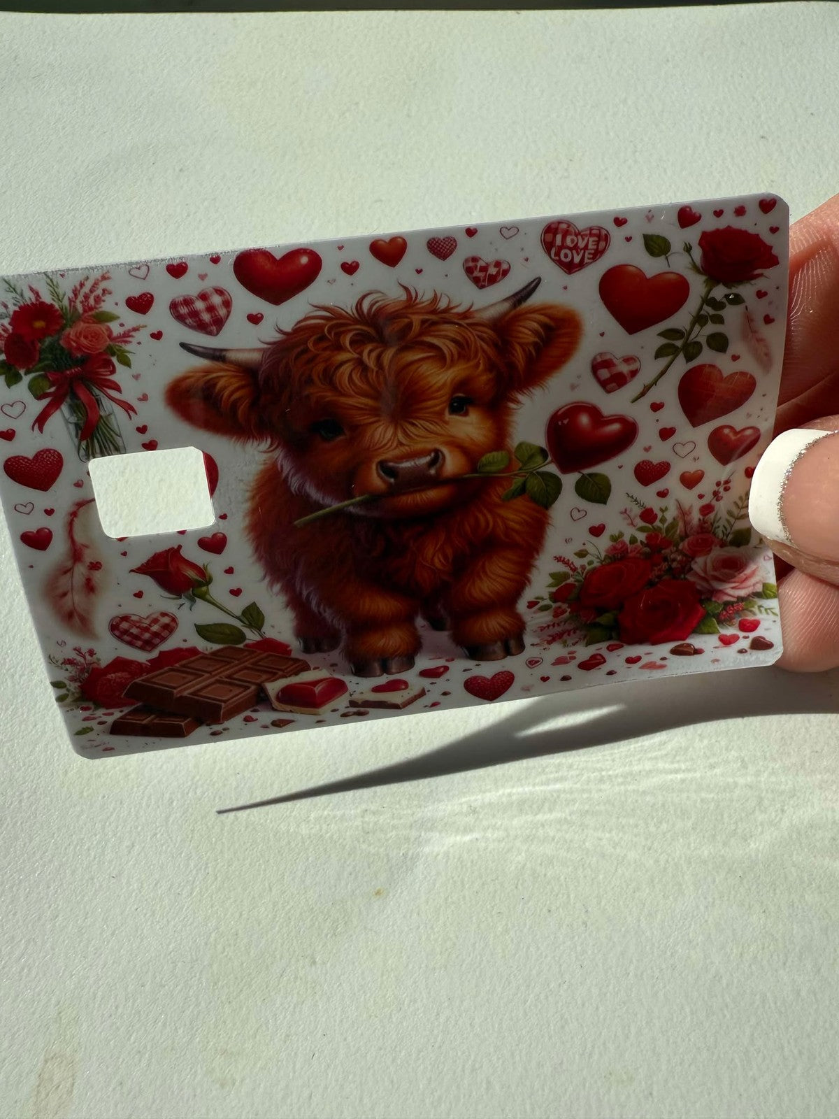 Highland Cow Lovers Valentine's Day Credit / Debit Card Skin