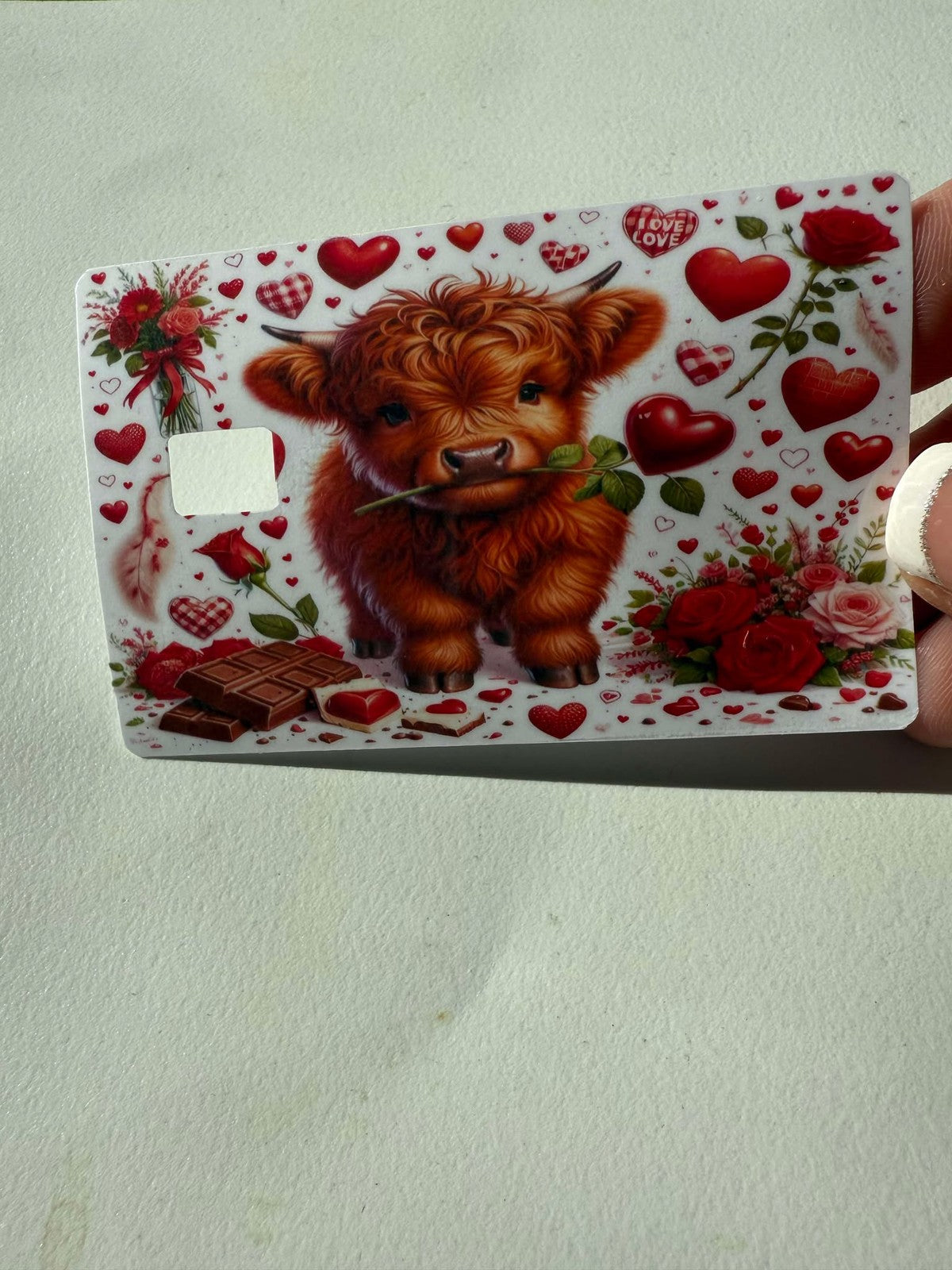 Highland Cow Lovers Valentine's Day Credit / Debit Card Skin