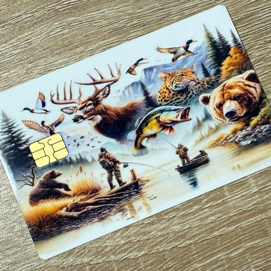 Anime Custom Credit Card Skin - Hunting and Fishing Paradise Design -