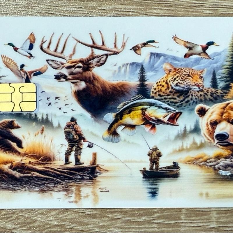 Anime Custom Credit Card Skin - Hunting and Fishing Paradise Design -