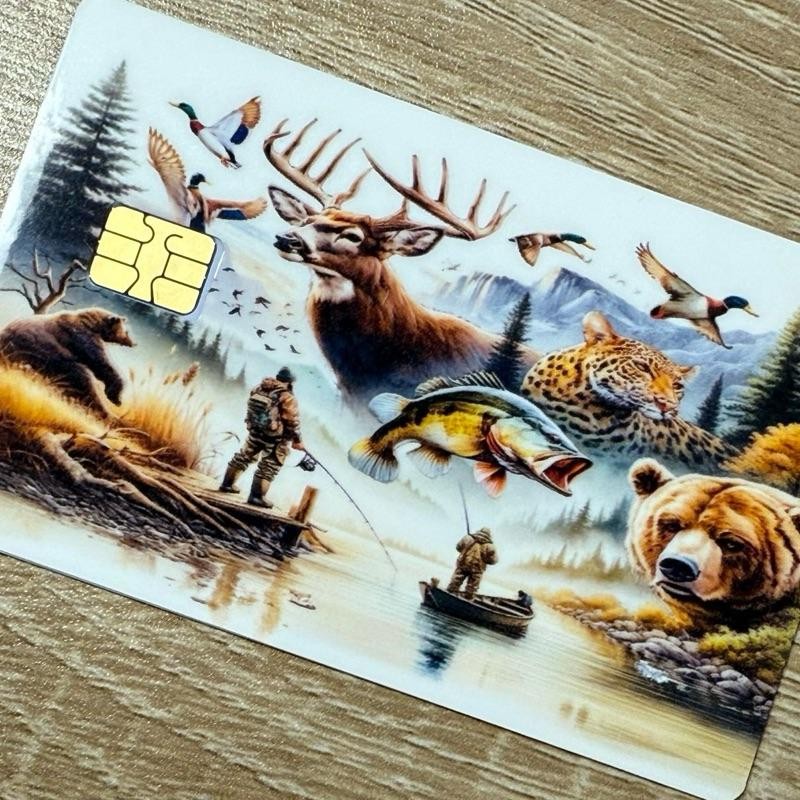 Anime Custom Credit Card Skin - Hunting and Fishing Paradise Design -