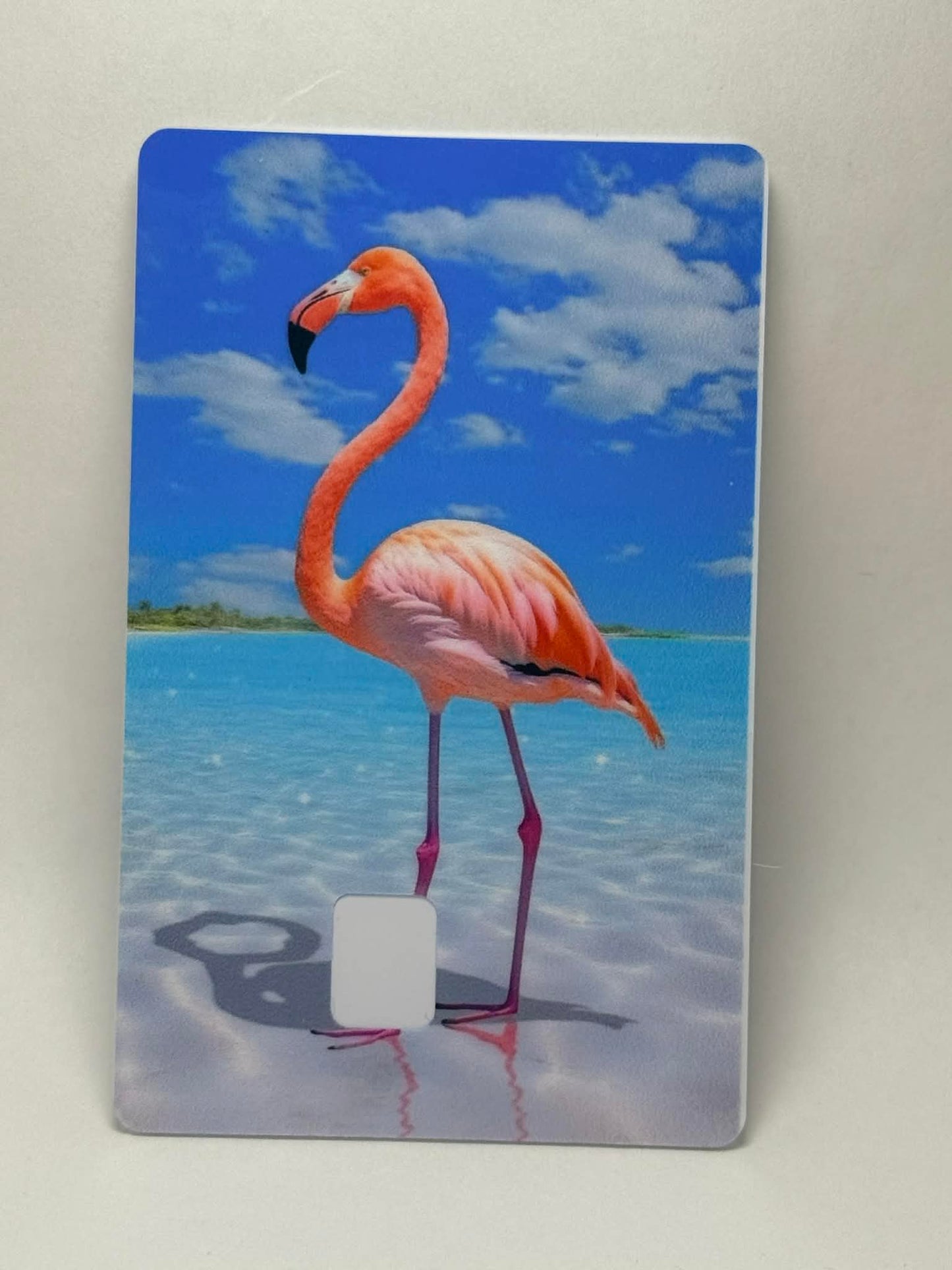Pink Flamingo Credit Card Skin – Tropical Beach Debit Card Wrap, Cute Waterproof Card Cover Unique