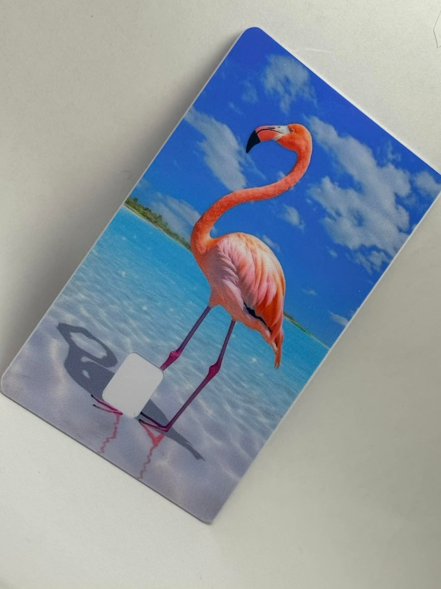 Pink Flamingo Credit Card Skin – Tropical Beach Debit Card Wrap, Cute Waterproof Card Cover Unique