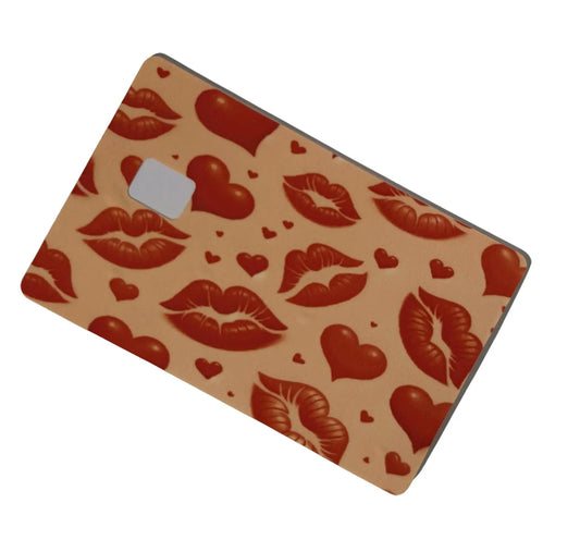 Red Lips & Hearts Card Skin – Flirty Valentine Debit & Credit Card Wrap