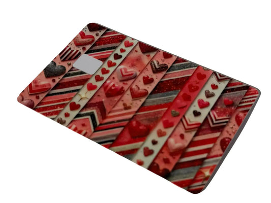 Valentine Heart Stripe Card Skin – Romantic Debit & Credit Card Sticker