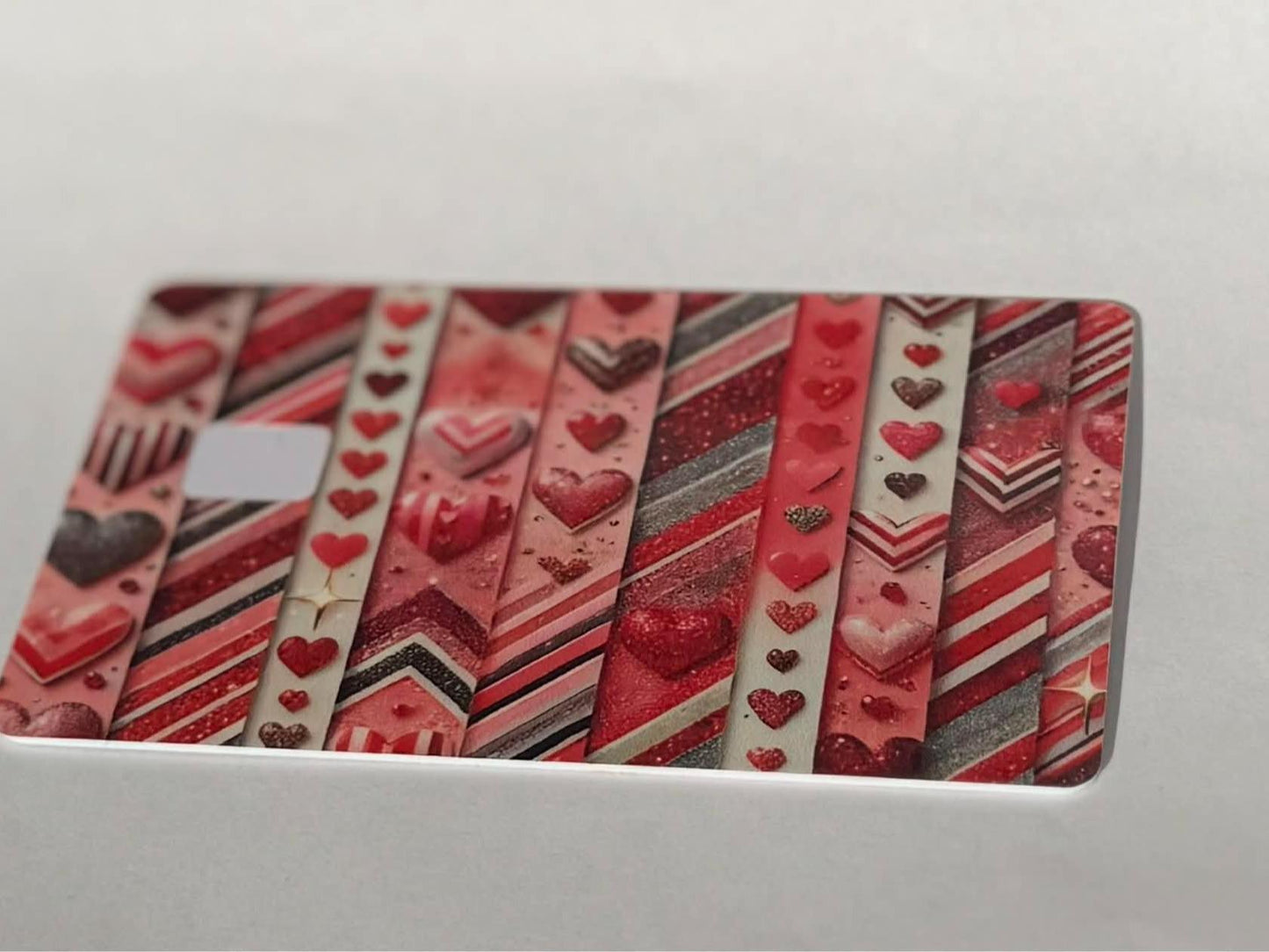 Valentine Heart Stripe Card Skin – Romantic Debit & Credit Card Sticker