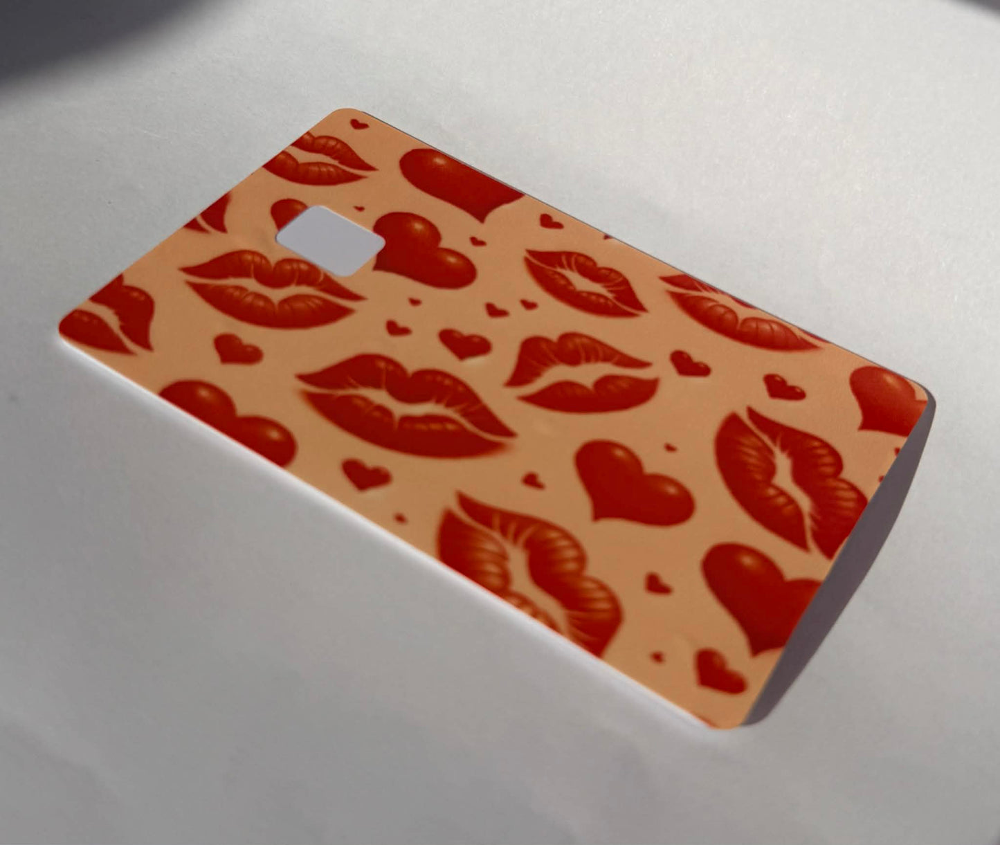 Red Lips & Hearts Card Skin – Flirty Valentine Debit & Credit Card Wrap