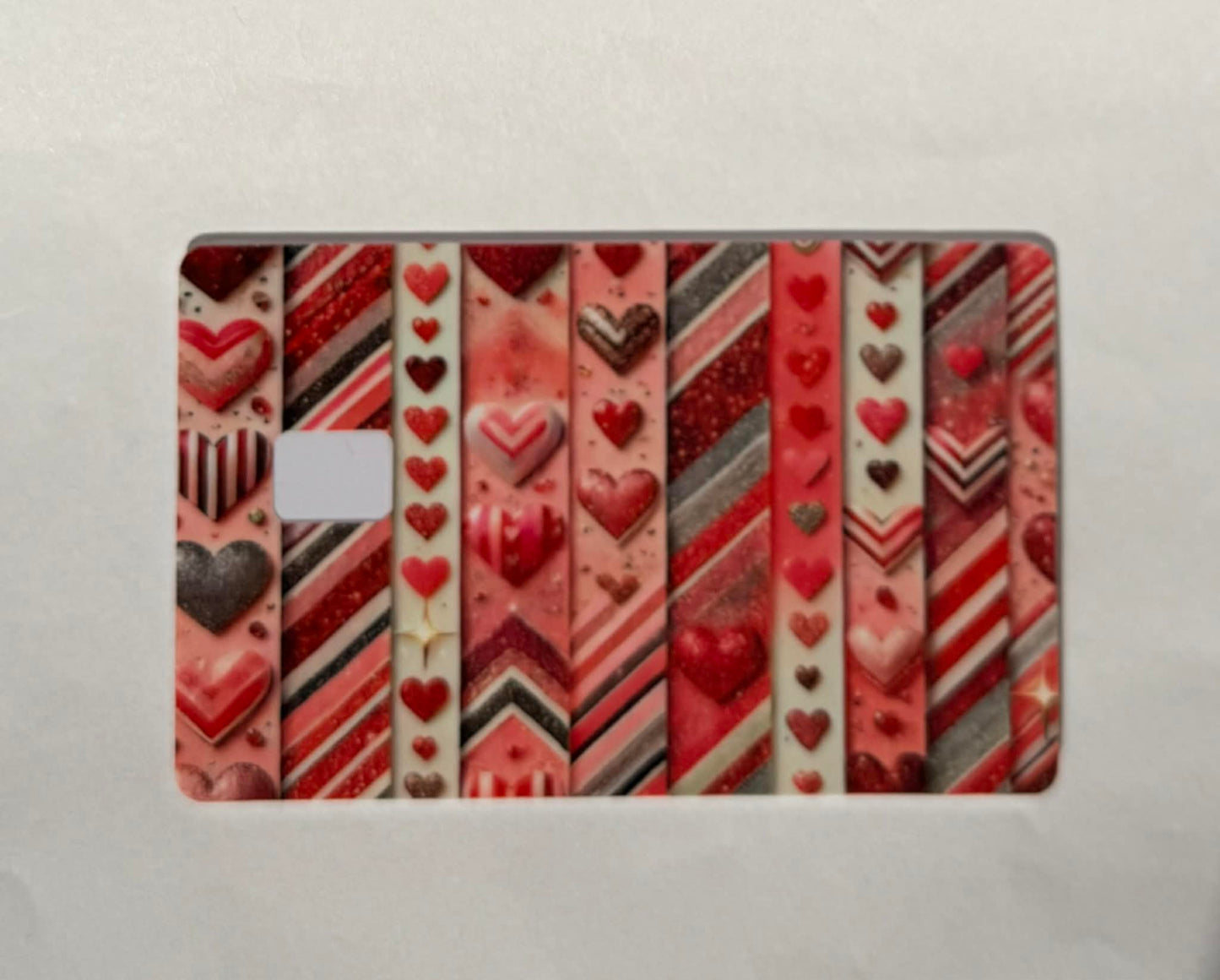 Valentine Heart Stripe Card Skin – Romantic Debit & Credit Card Sticker