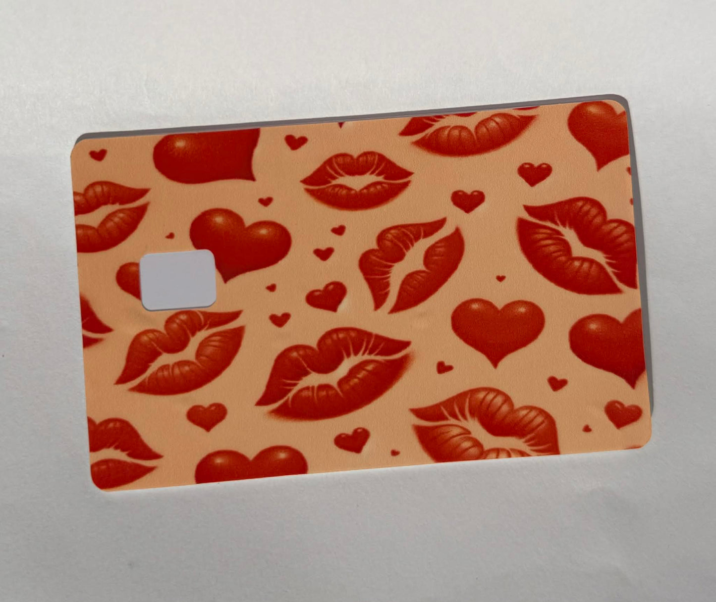 Red Lips & Hearts Card Skin – Flirty Valentine Debit & Credit Card Wrap